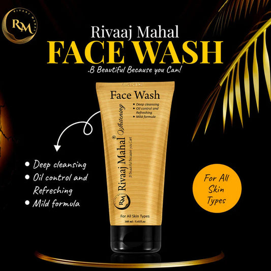 Rivaaj Mahal Face Wash tube featuring deep cleansing and mild formula benefits.