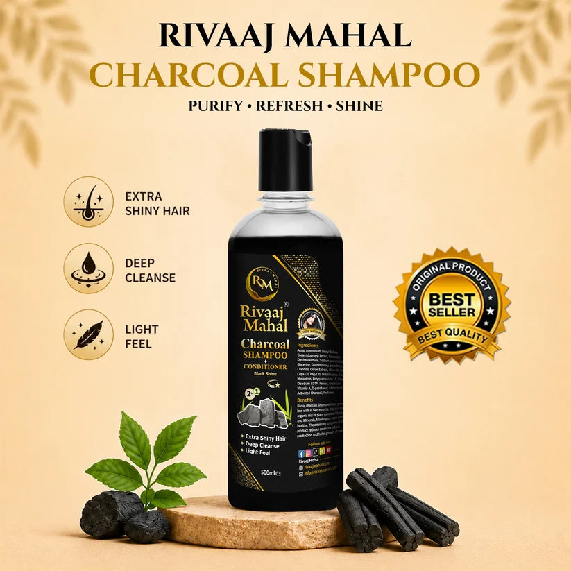 Rivaaj Mahal shampoo bottle for extra shiny hair and deep cleansing.